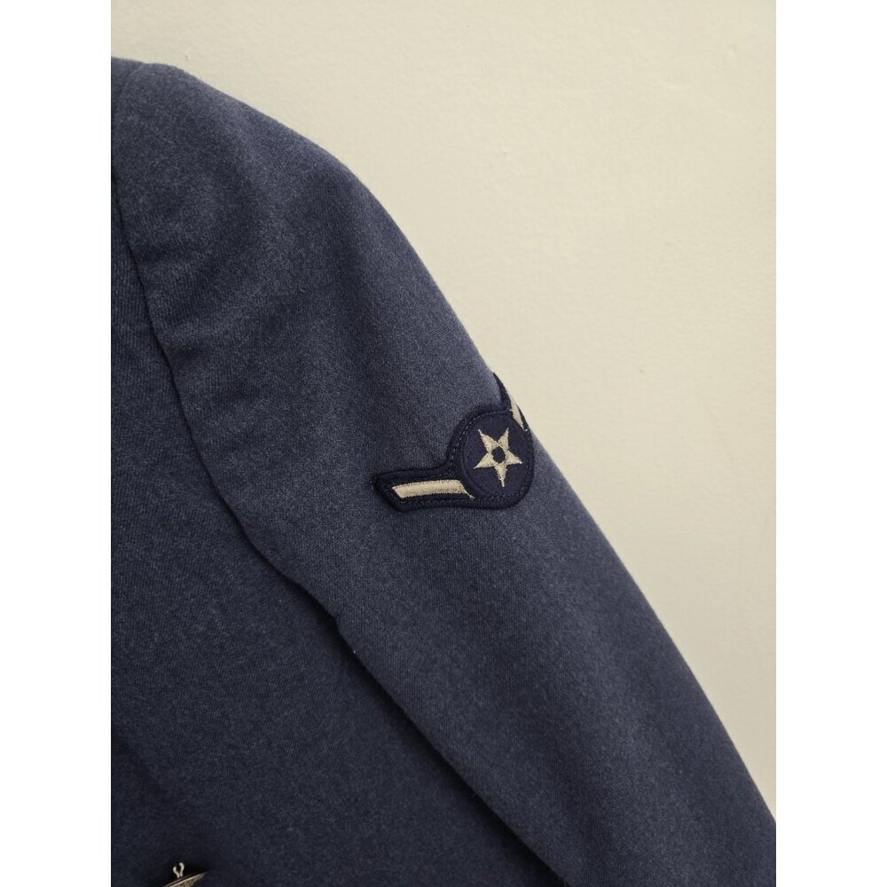 Air Force Military Vintage Wool Navy Blue Double Breasted Long Overcoat Coat 39S - Picture 9 of 10